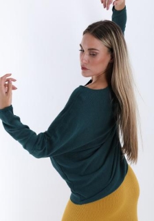 Lahvově zelený viskozový svetřík
